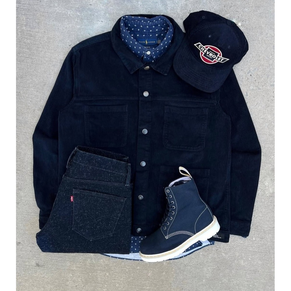 RSQ Mens Cordaroy Jacket Size Small Navy Trucker *** Jacket Only***